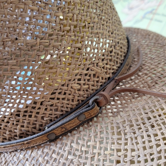 Tan Straw Cowboy Hat Rancher Western Bohemain Country Festival - Picture 3 of 8